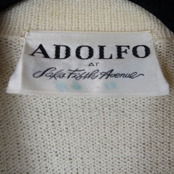 Vintage Adolfo At Saks Fifth Avenue Ivory Wool Blend Blazer Jacket, Size Medium - Picture 8 of 15